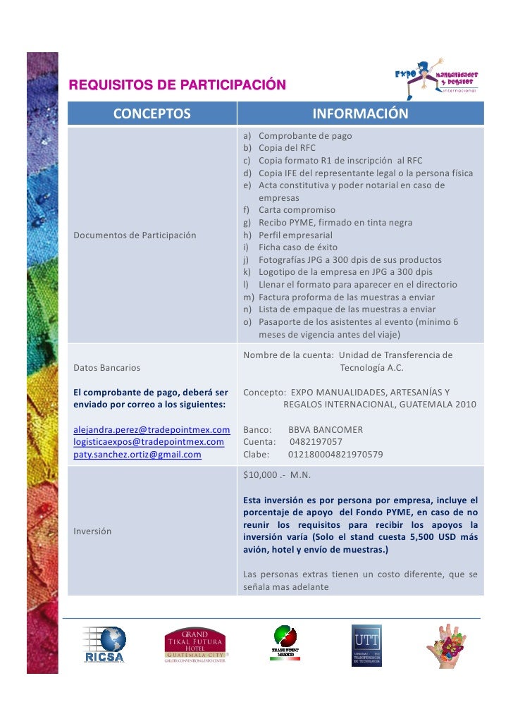 Ficha tecnica expositores mexico