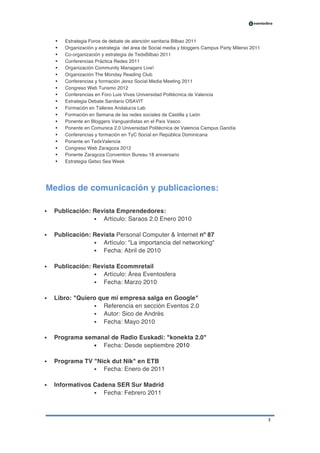 Ana Santos
Linkedin: http://es.linkedin.com/in/eventosfera
Mail: ana.santos@eventosfera.com
M. + 34 662908675
T. 94 661 20 70
eventosfera - Henao 13 Planta 4 (48009 Bilbao) Tel.: 94 661 20 70
 