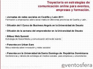• Jornadas de redes sociales en Castilla y León 2011
Formación a empresarios sobre social media en diferentes provincias d...