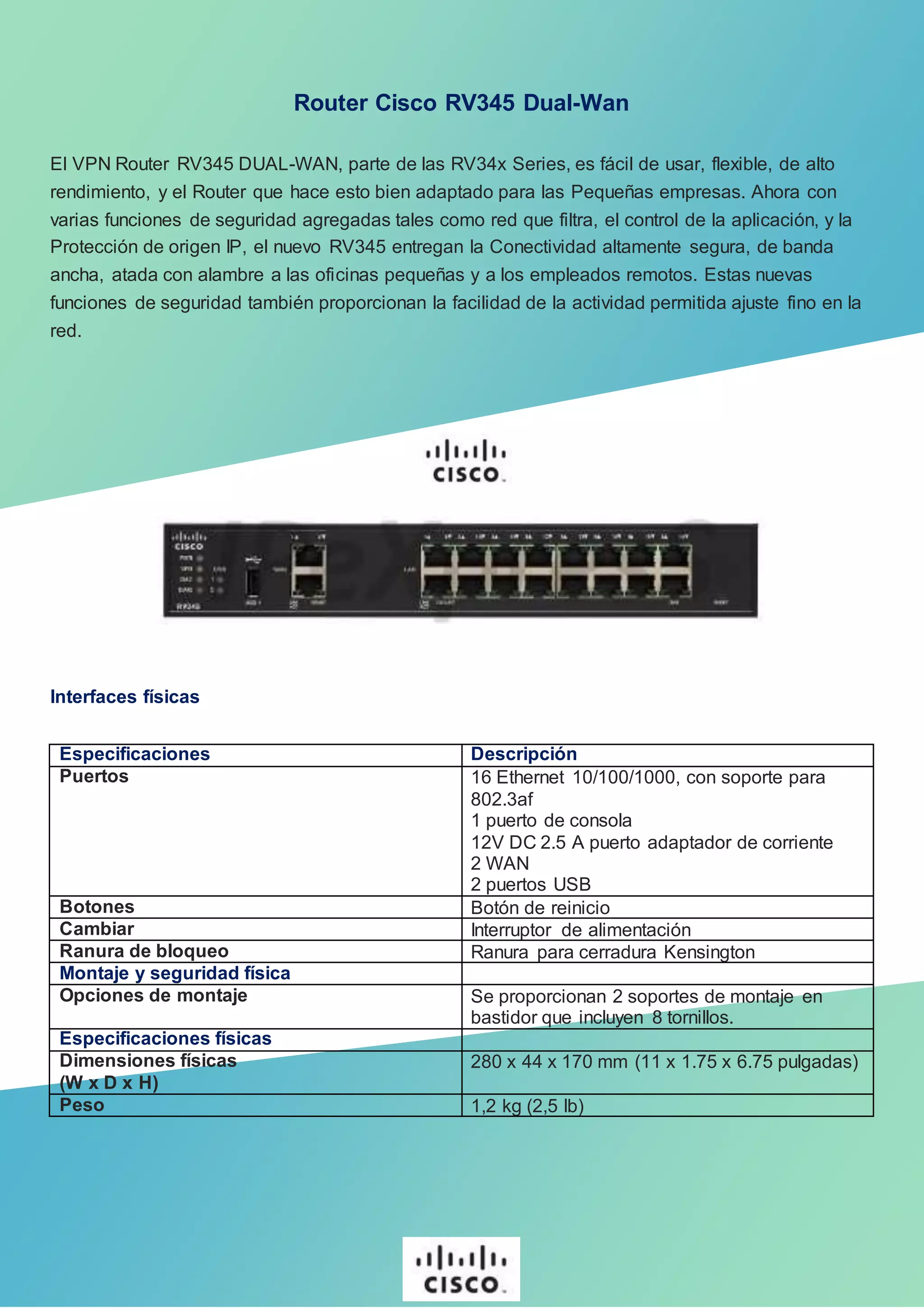 Ficha tecnica router cisco rv345 dual wan | DOCX