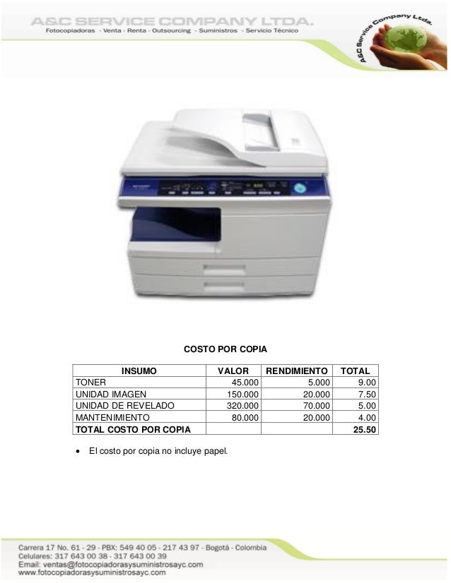 Ficha tecnica sharp al2040