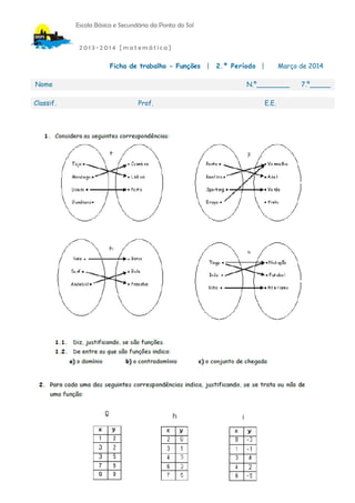 Escola Básica e Secundária da Ponta do Sol
2013-2014 [matemática]
Ficha de trabalho - Funções |
Nome
Classif.

2.º Período |

Março de 2014

N.º________
Prof.

E.E.

7.º_____

 