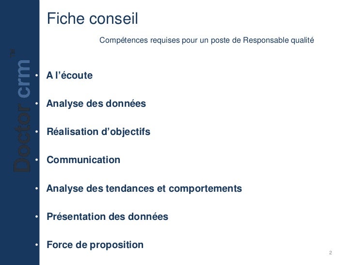 Fiche de poste responsable Qualité service client / Call ...