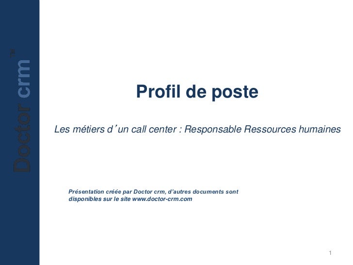 Fiche De Poste Responsable Des Ressources Humaines www.slideshare.net