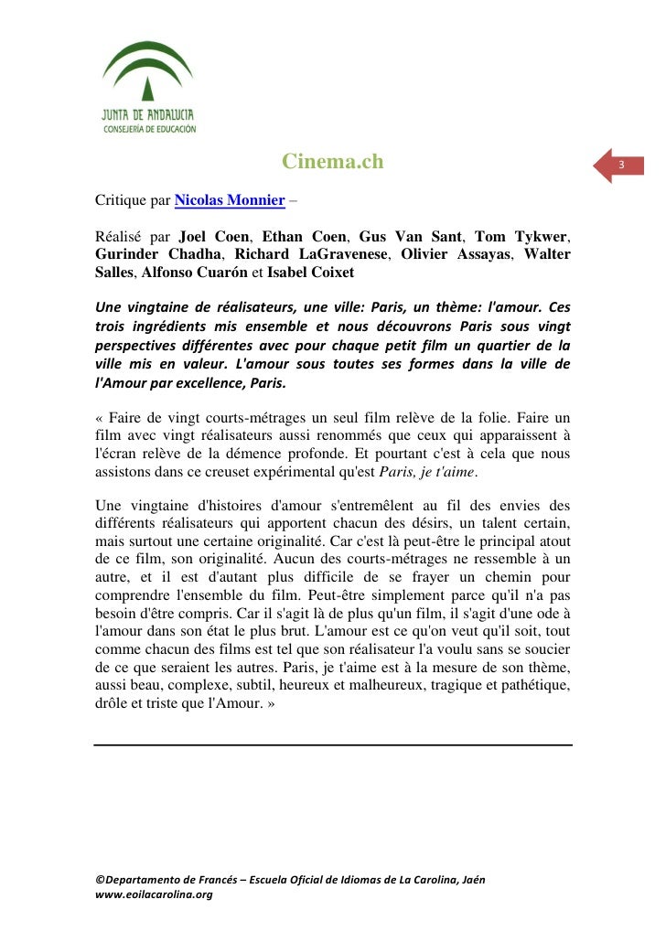 Fiche critique films b1 eoi la carolina fle
