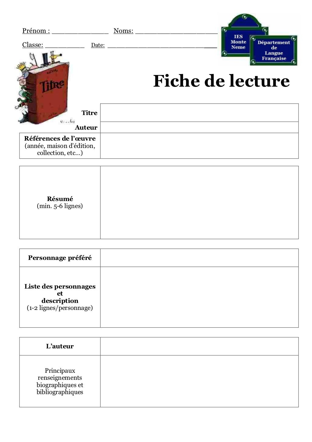 Fiche de lecture