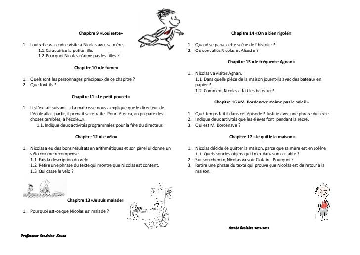 Fiche de lecture du livre le petit nicolas