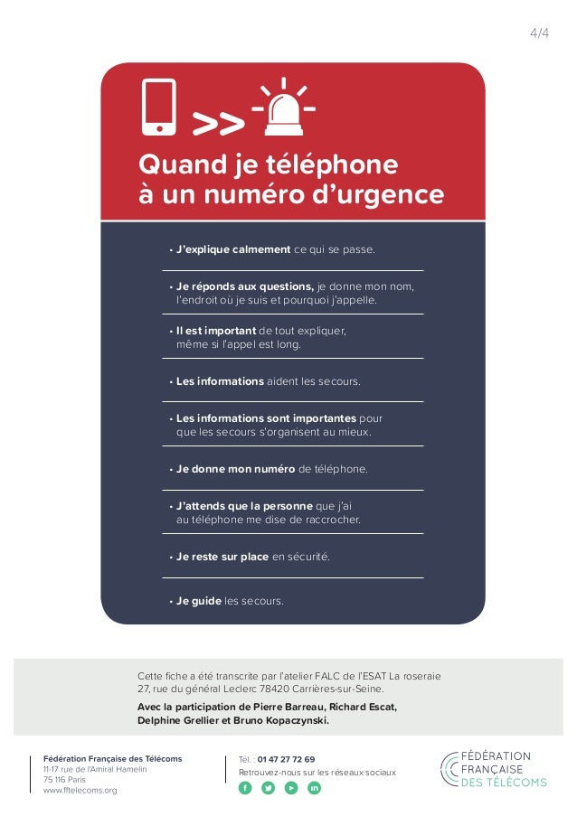 Fiche Falc 3 Les Numeros D Urgence A Connaitre