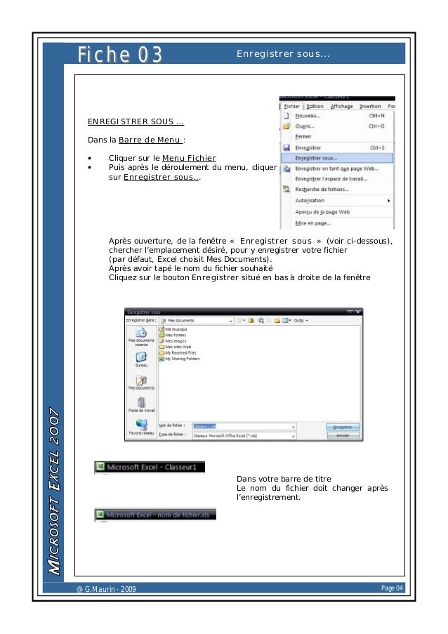 Fiches Pratiques Excel 2007