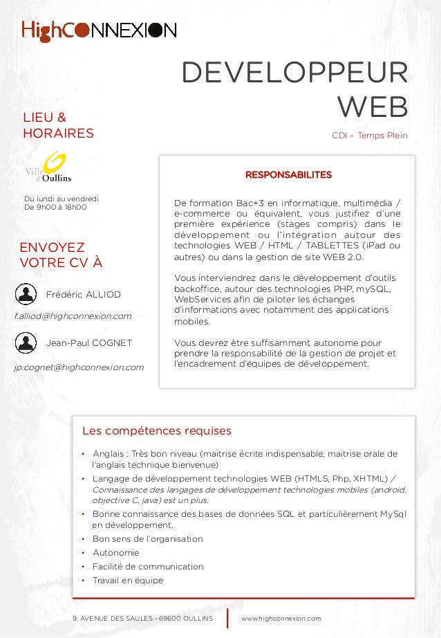 Lettre exemples: Cv Programmeur Web