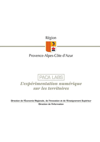 Région
                                           ~
                                           . -------
                  Provence-AI pes-Côte dl Azu r




                           1   PACA LABS                   1


         L'expérimentation numérique
               sur les territoires

Direction de l'Économie Régionale, de l'Innovation et de l'Enseignement Supérieur
                               Direction de "Information
 
