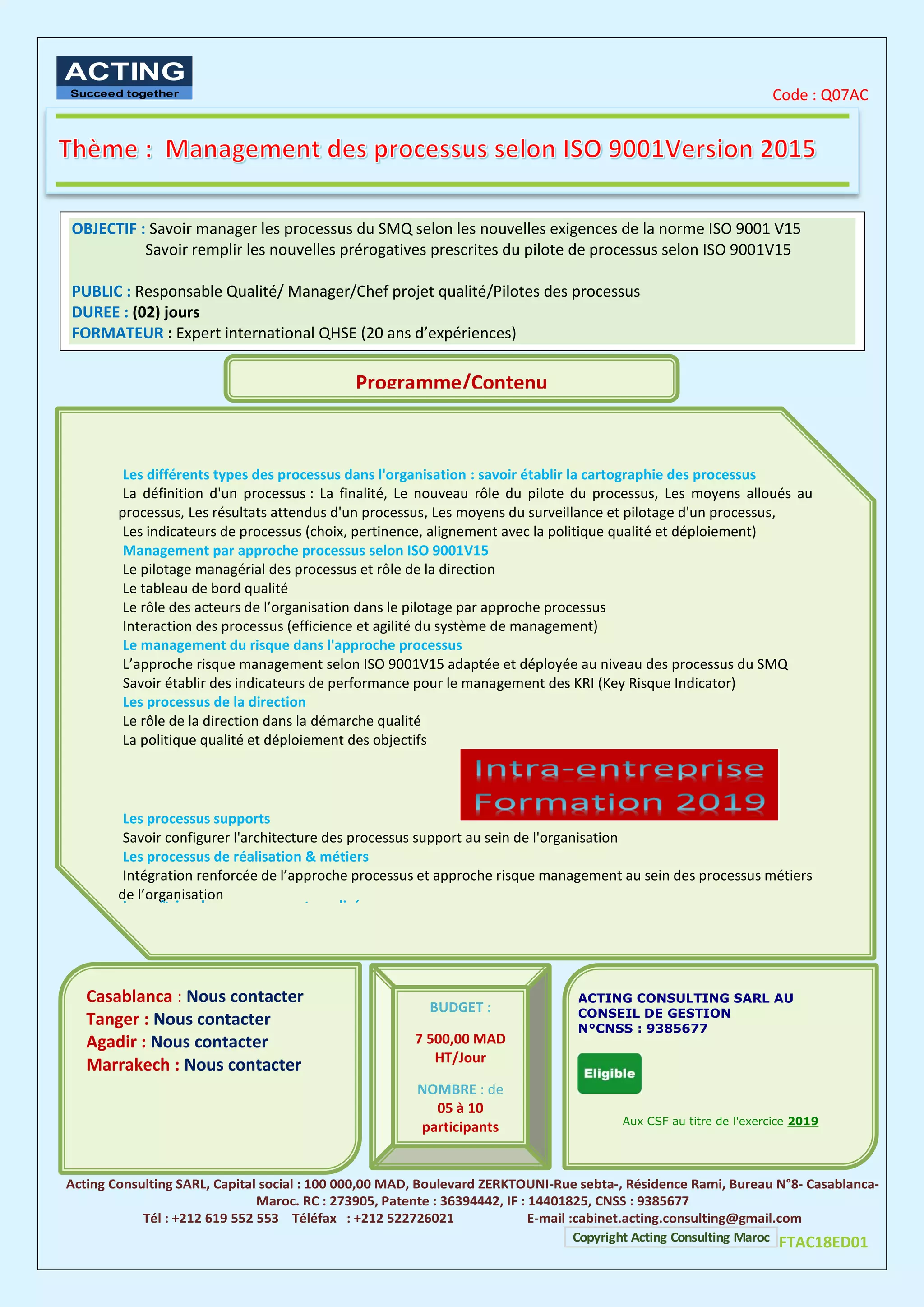 Fiche technique management des processus selon iso 9001version 2015 ...