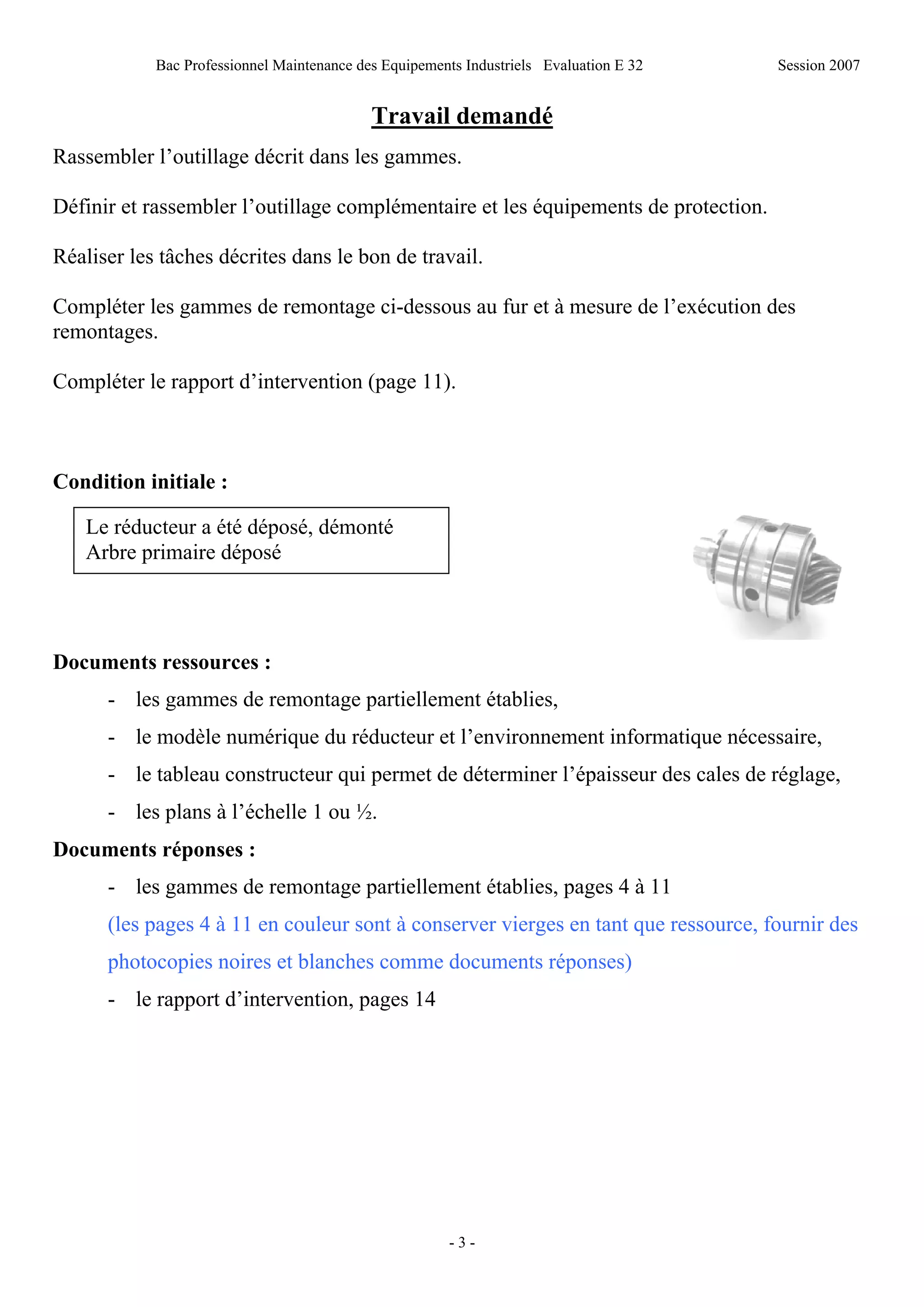 Sujet Bac Pro Mei Epreuve E 32 Bac Mei Sujet 0 Arbre Primaire Orthobloc