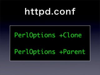httpd.conf

PerlOptions +Clone

PerlOptions +Parent
 