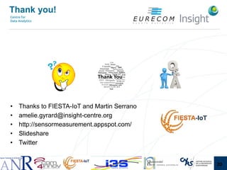 Thank you!
• Thanks to FIESTA-IoT and Martin Serrano
• amelie.gyrard@insight-centre.org
• http://sensormeasurement.appspot.com/
• Slideshare
• Twitter
20
 