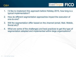LoyaltyUnderstand needs & attitudesTrack behaviorsKnow Customers Identify at all channelsCapture & validateSegment & valueInteract via preferred channelTriggered marketing & cross-sellTargeted messages, services & solutions