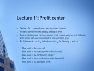 SAP FICO-Profit center accounting | PDF