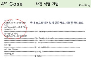 국내 소프트웨어 업체 인증서로 서명된 악성코드
4th Case 타깃 식별 기법 Profiling
 