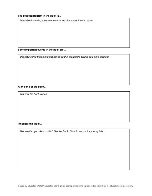 fiction book report template