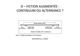 D	
  –	
  FICTION	
  AUGMENTÉE	
  :	
  	
  
CONTINUUM	
  OU	
  ALTERNANCE	
  ?	
  
MILGRAM	
  et	
  a,	
  (1994)	
  
 