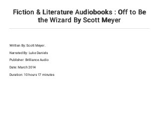 Fiction & Literature Audiobooks : Off to Be the Wizard By ...