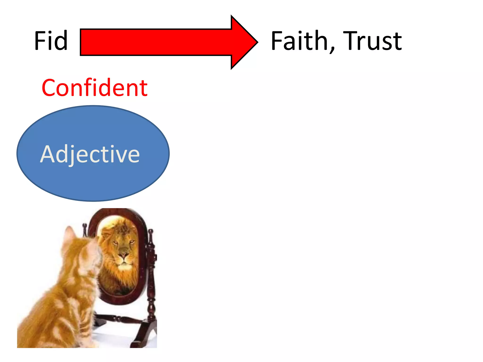 Fid Faith, Trust
Confident
Adjective