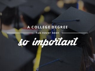 A COLLEGE DEGREE
has never been
so important
 