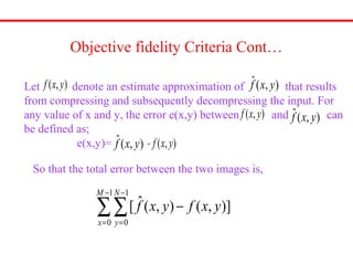 Fidelity criteria in image compression