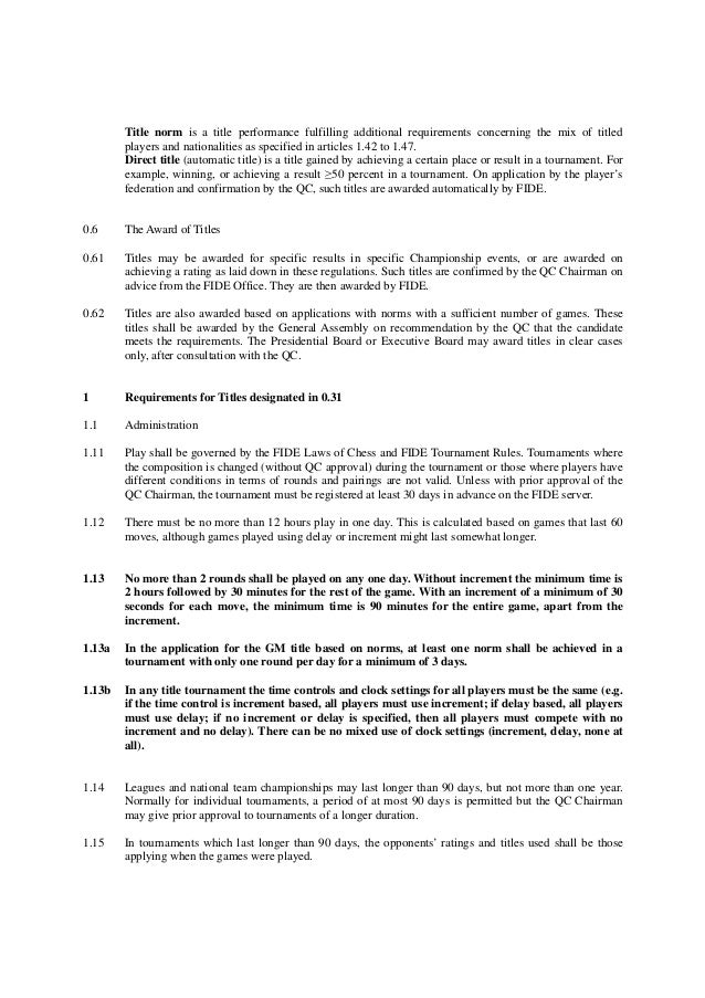 Fide Annotation Card Fide Title Standards Pdf : FIDE Title Regulations effective from 1 July ...