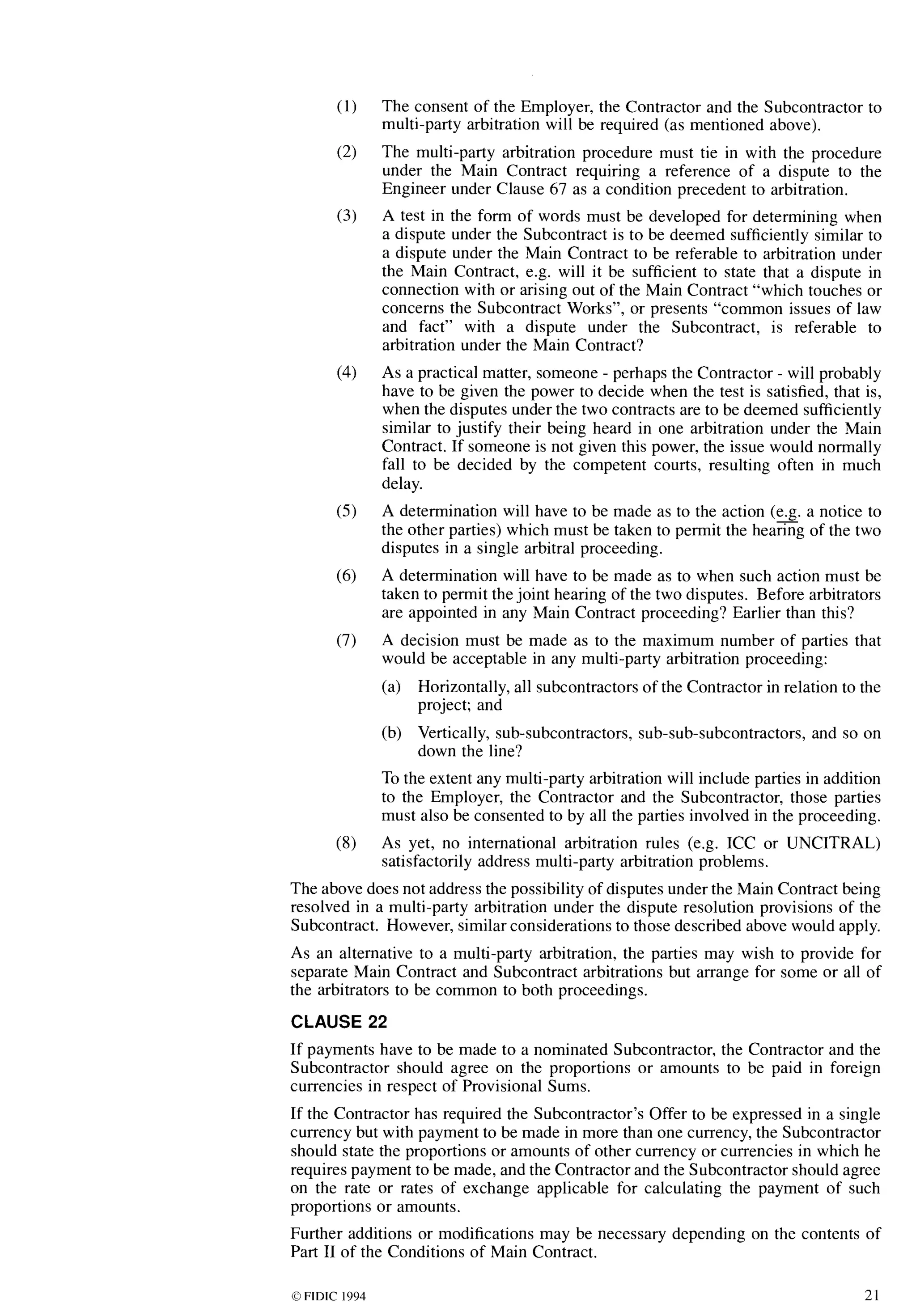 Fidic conditions of subcontract agreement | PDF