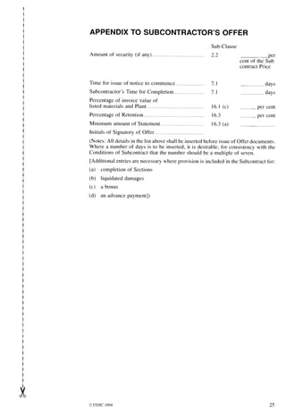 Fidic conditions of subcontract agreement | PDF
