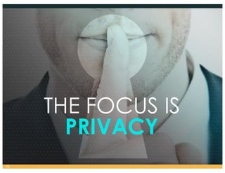 THE FOCUS IS
PRIVACY
22
 
