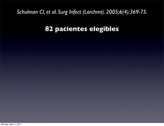 Schulman CI, et al. Surg Infect (Larchmt). 2005;6(4):369-75.


                              82 pacientes elegibles




Mo...