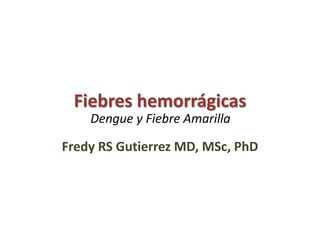 Fiebres hemorrágicas
Fredy RS Gutierrez MD, MSc, PhD
Dengue y Fiebre Amarilla
 