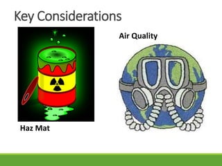 Key Considerations
Haz Mat
Air Quality
 
