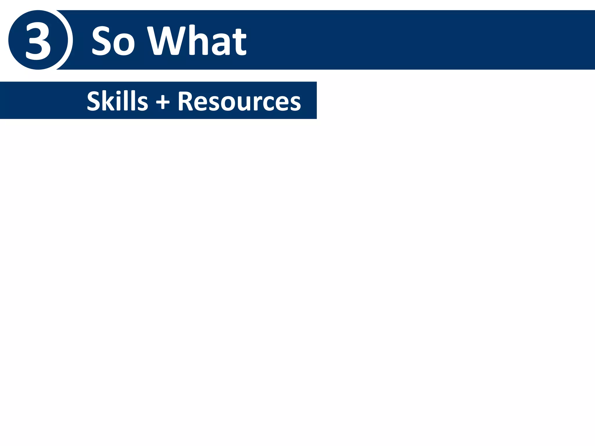 3 So What 
Skills + Resources- 
 