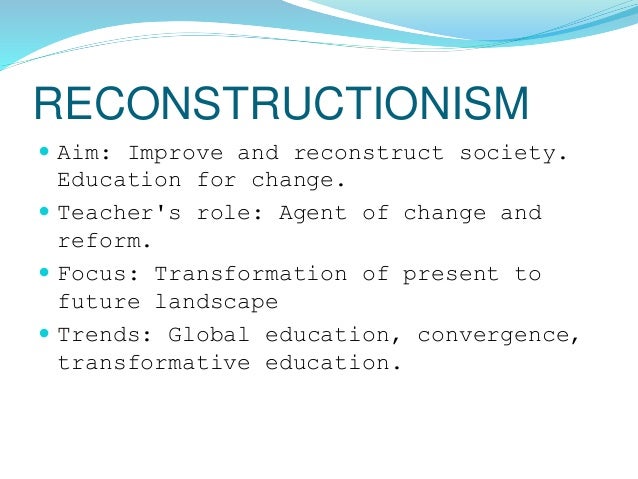 Social reconstructionism in education examples image