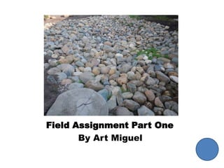 Field Assignment Part One
       By Art Miguel
 