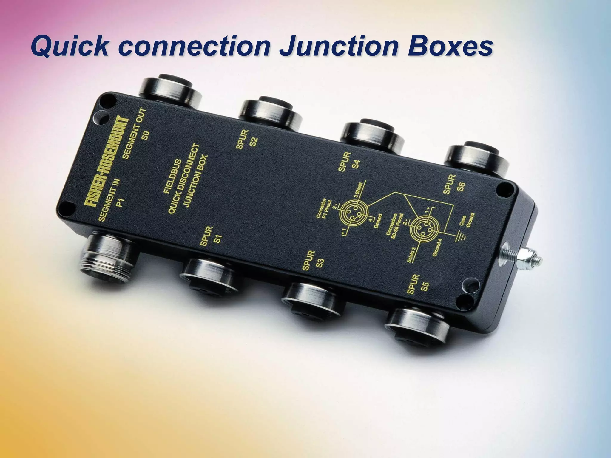 [File Name or Event]
Emerson Confidential
27-Jun-01, Slide 64
Quick connection Junction Boxes
 