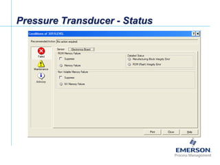 [File Name or Event]
Emerson Confidential
27-Jun-01, Slide 49
Pressure Transducer - Status
 