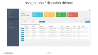 cartasite®
Confidential
Copyright Cartasite, Inc
All Rights Reserved
assign jobs / dispatch drivers
 