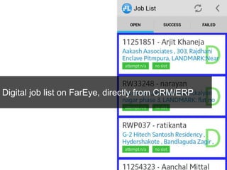 Digital job list on FarEye, directly from CRM/ERP 
 