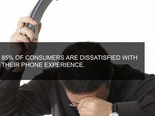 85% OF CONSUMERS ARE DISSATISFIED WITH 
THEIR PHONE EXPERIENCE. 
 