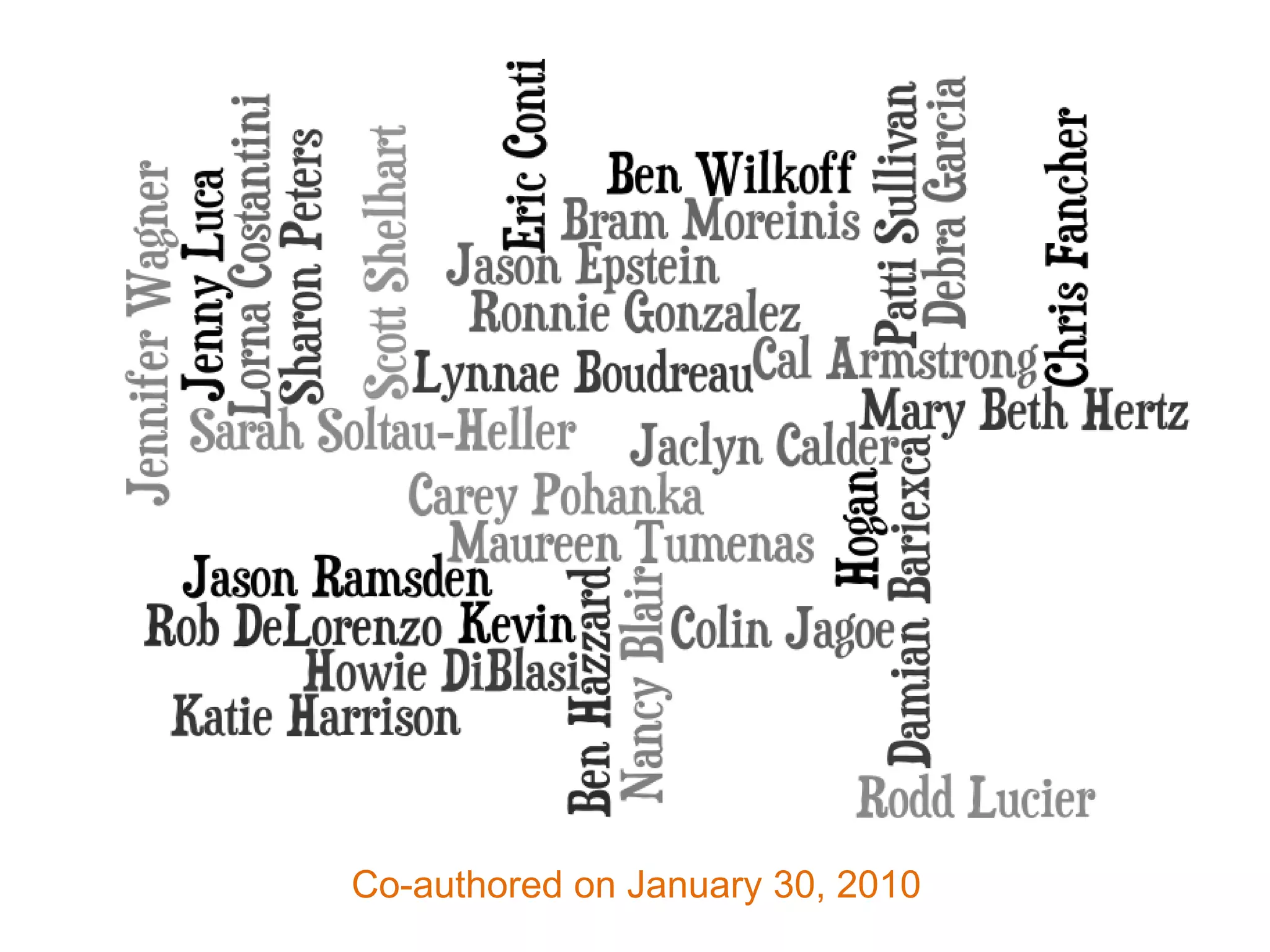 Co-authored on January 30, 2010
 