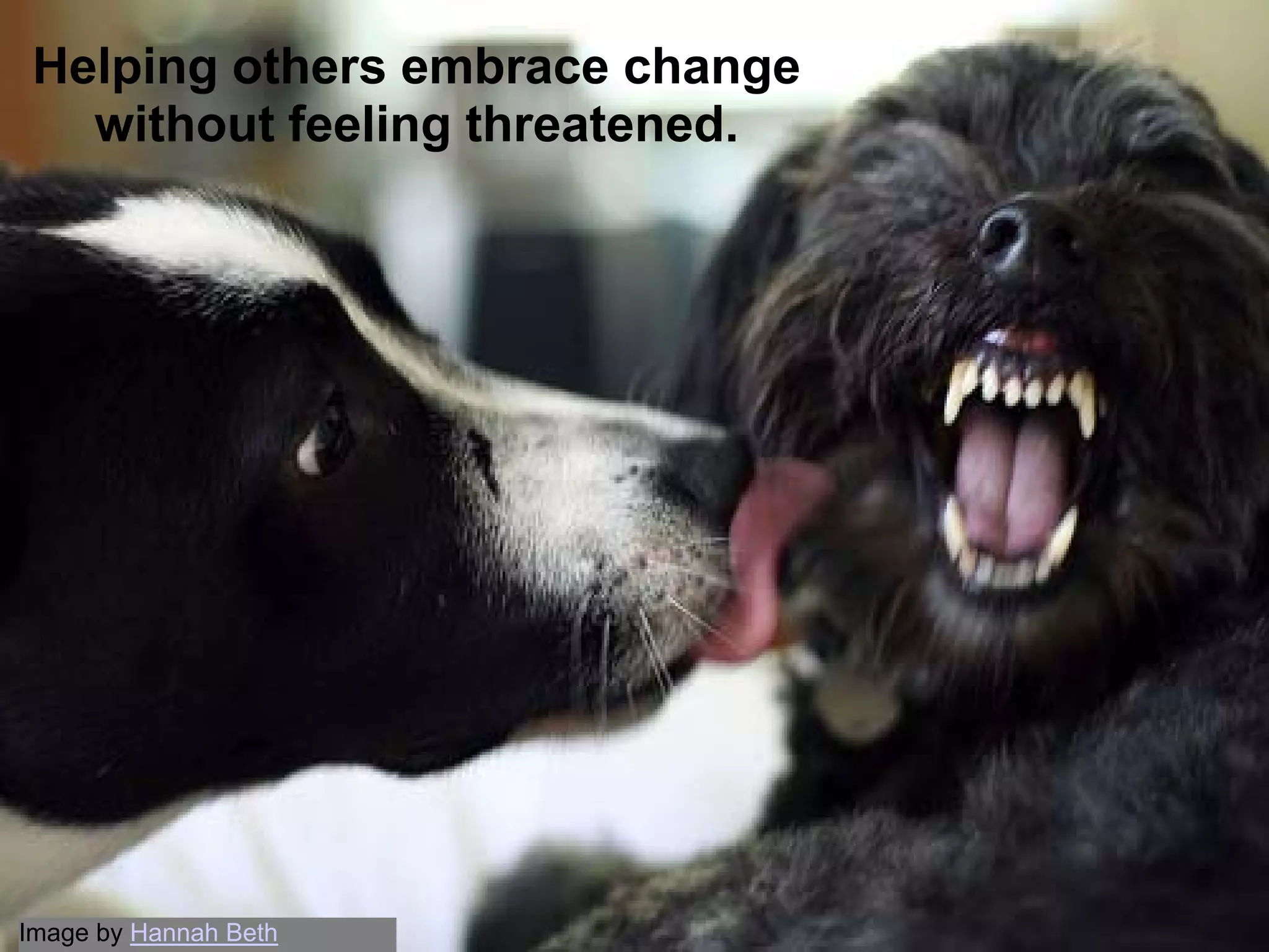 Helping others embrace change
   without feeling threatened.




Image by Hannah Beth
 