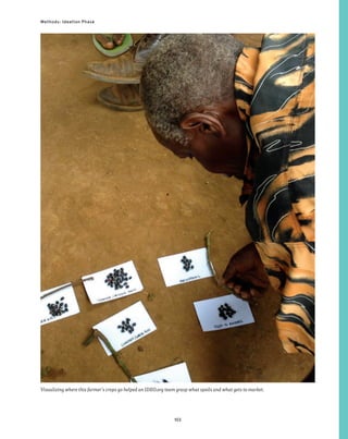 103
Methods: Ideation Phase
Visualizing where this farmer’s crops go helped an IDEO.org team grasp what spoils and what gets to market.
 