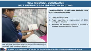 Field Investigation Programme field immersion team of investigation course | PPTX