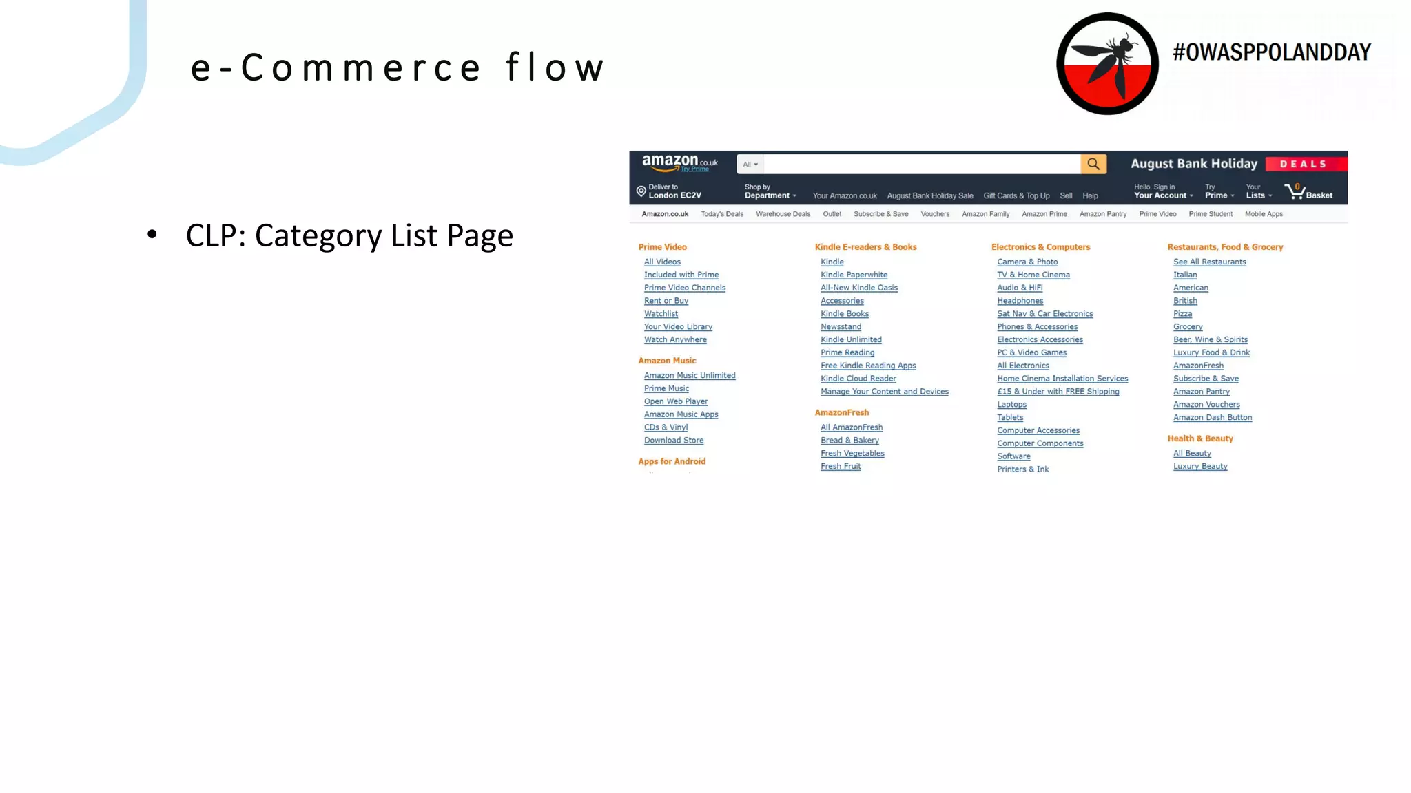 e - C o m m e r c e f l o w
• CLP: Category List Page
 