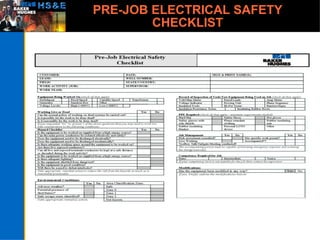 PRE-JOB ELECTRICAL SAFETY
CHECKLIST
 