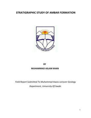 1
STRATIGRAPHIC STUDY OF AMBAR FORMATION
BY
MUHAMMAD ASLAM KHAN
Field Report Submitted To Muhammad Awais Lecturer Geology
Department, University Of Swabi.
 